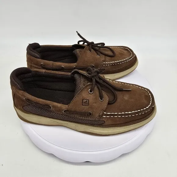 Sperry Shoes Boy's 6 Top Sider Boat Lanyard Cigar Brown Casual MYB54294A