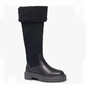 Splendid Antonia Sherpa trimmed black suede and leather boots Women's size 7 new