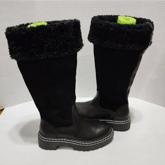 Splendid Antonia Sherpa trimmed black suede and leather boots Women's size 7 new