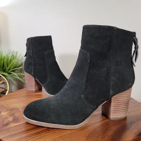 Splendid Black Suede Heeled Ankle boots booties Size 10