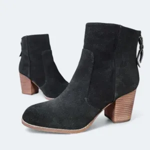 Splendid Black Suede Heeled Ankle boots booties Size 10