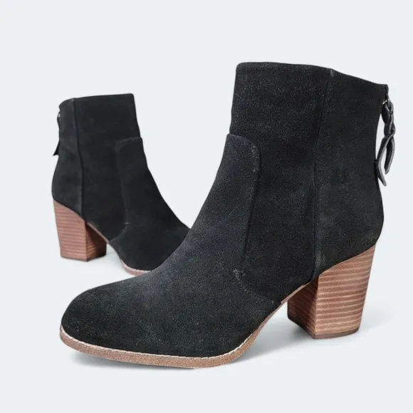 Splendid Black Suede Heeled Ankle boots booties Size 10