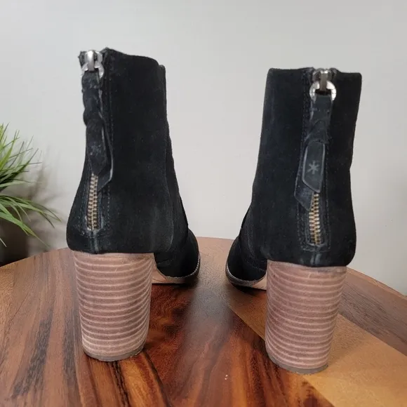 Splendid Black Suede Heeled Ankle boots booties Size 10