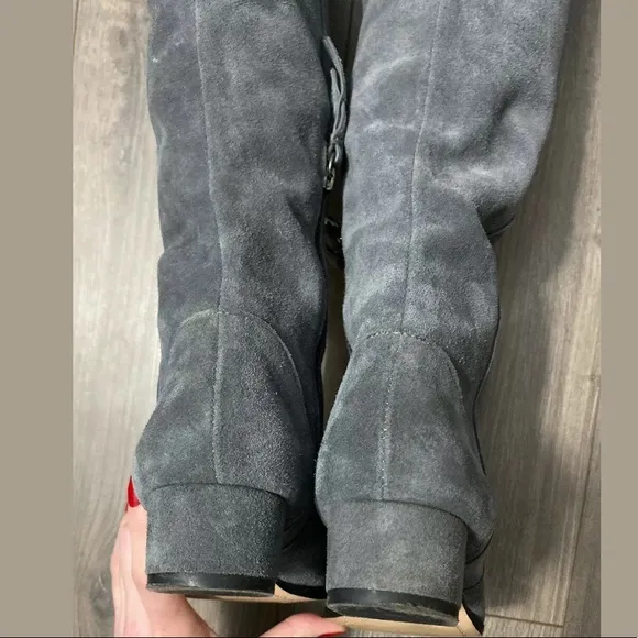 Splendid Poet Leather Over The Knee Boots Gray 6.5