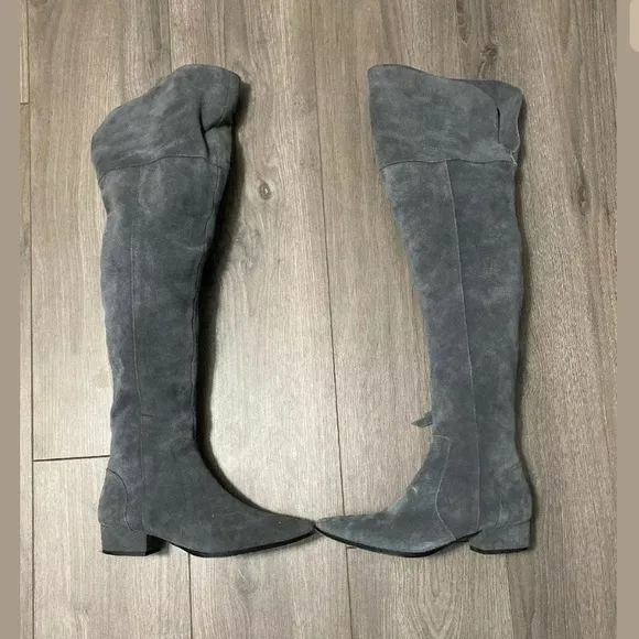 Splendid Poet Leather Over The Knee Boots Gray 6.5