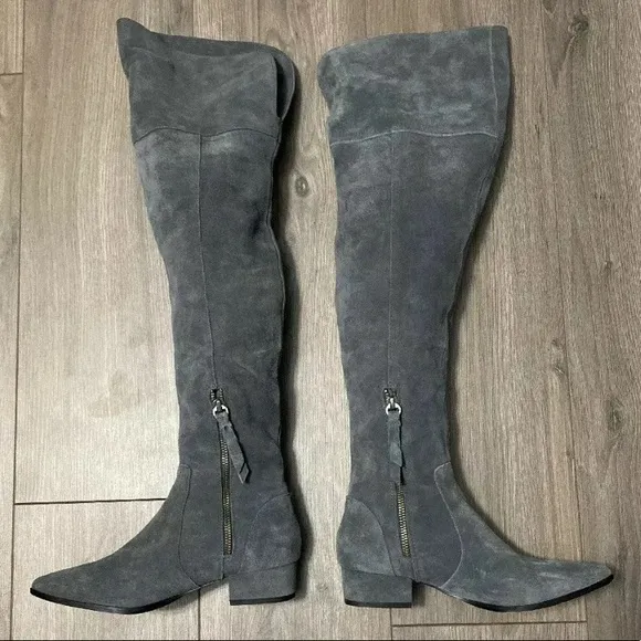 Splendid Poet Leather Over The Knee Boots Gray 6.5