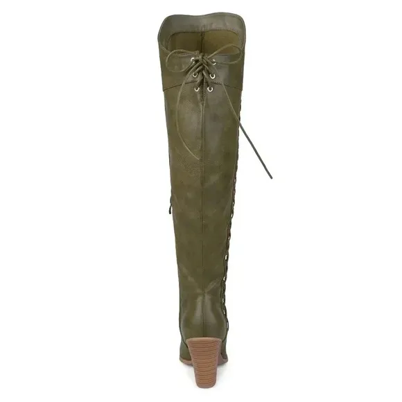Spritz-P Wide Calf Boots Faux Leather Boots Journee Collection Size9 Olive