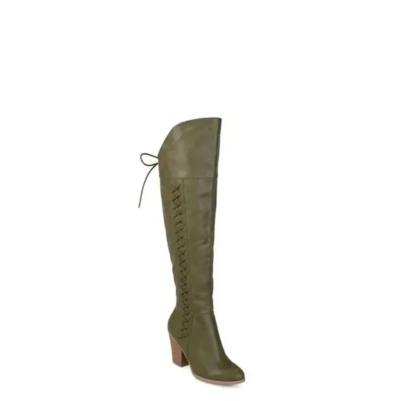 Spritz-P Wide Calf Boots Faux Leather Boots Journee Collection Size9 Olive