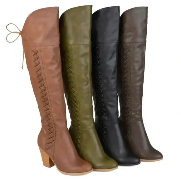 Spritz-P Wide Calf Boots Faux Leather Boots Journee Collection Size9 Olive