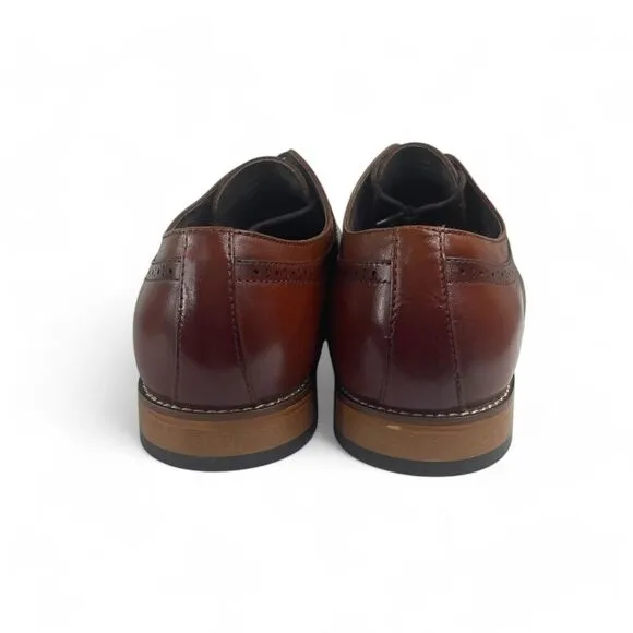 Stacy Adams Dickinson Cap Toe Oxford Cognac Leather Shoes Size 9.5M 25066 NWOB