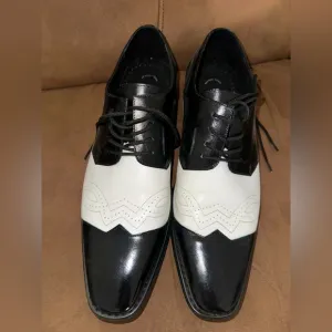 STACY ADAMS Men's Tavin White And Black Dress Shoes