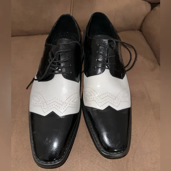 STACY ADAMS Men's Tavin White And Black Dress Shoes