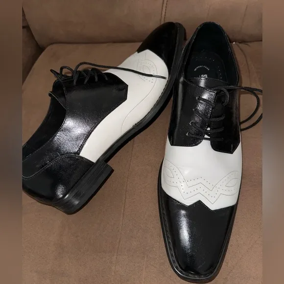 STACY ADAMS Men's Tavin White And Black Dress Shoes