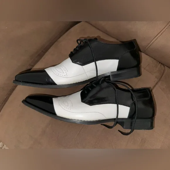 STACY ADAMS Men's Tavin White And Black Dress Shoes