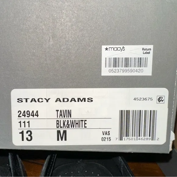STACY ADAMS Men's Tavin White And Black Dress Shoes