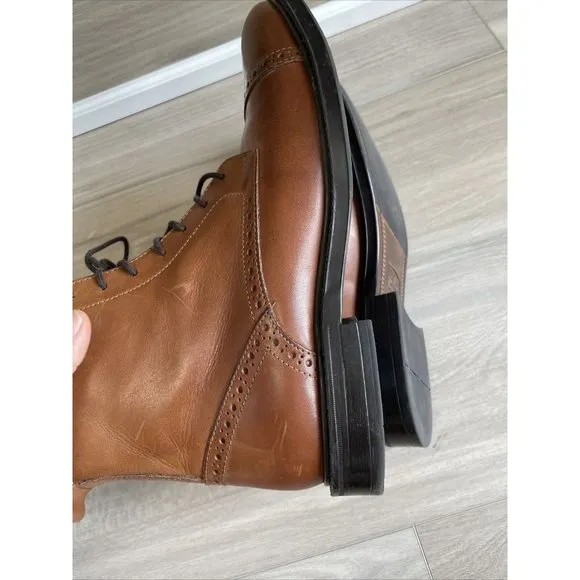 Stafford 014-1235 Gunner Cap Toe Men's‎ Brown Leather Ankle Dress Boots Size 8