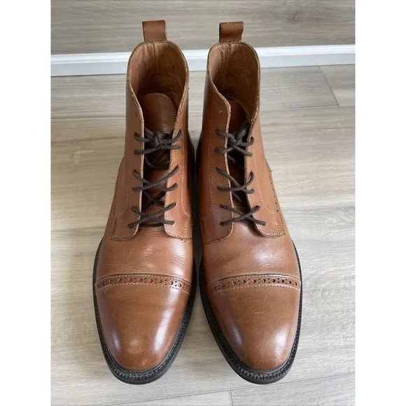 Stafford 014-1235 Gunner Cap Toe Men's‎ Brown Leather Ankle Dress Boots Size 8