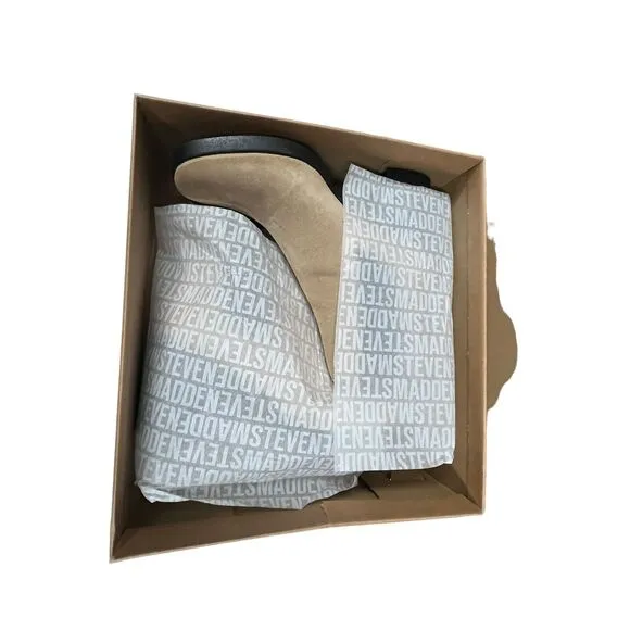 Steve Madden Ankle Boots Women Size 11 Match Taupe Suede 3.5 Inch Heels New Box
