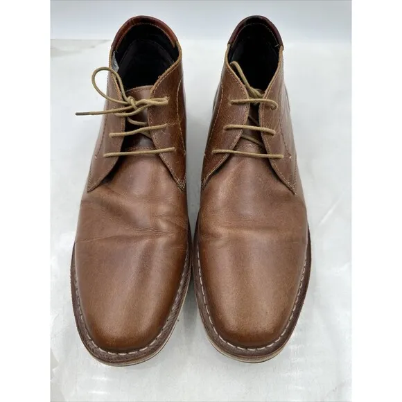 Steve Madden Boots Mens 11.5 Harken Chukka Ankle Lace Up Cognac Brown Leather