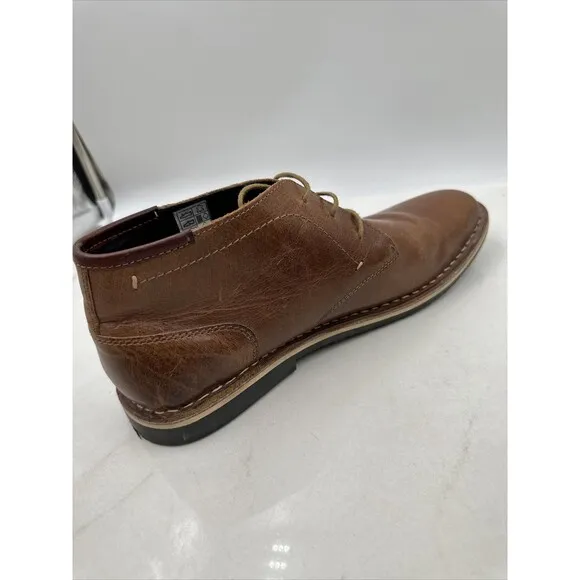 Steve Madden Boots Mens 11.5 Harken Chukka Ankle Lace Up Cognac Brown Leather