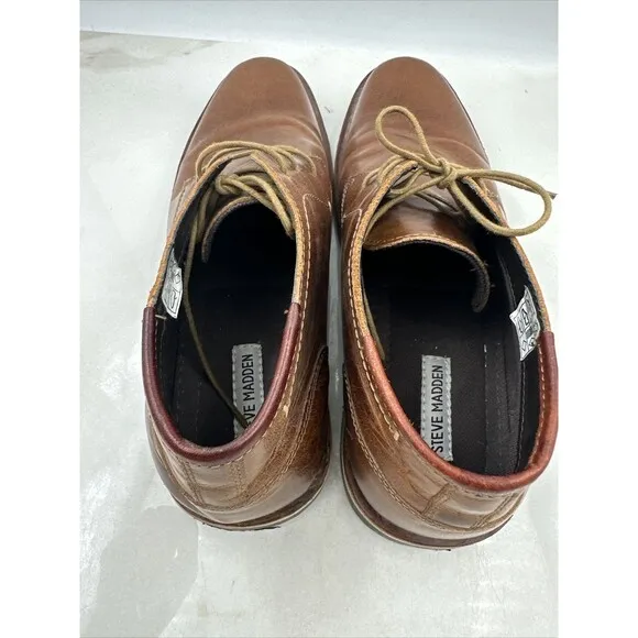Steve Madden Boots Mens 11.5 Harken Chukka Ankle Lace Up Cognac Brown Leather
