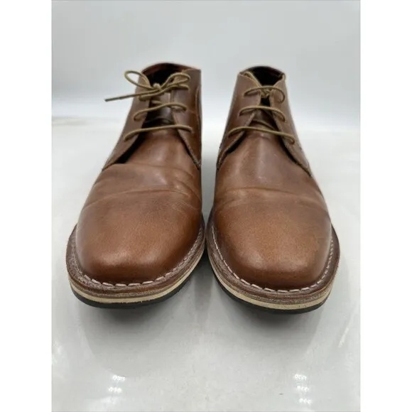 Steve Madden Boots Mens 11.5 Harken Chukka Ankle Lace Up Cognac Brown Leather