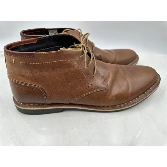 Steve Madden Boots Mens 11.5 Harken Chukka Ankle Lace Up Cognac Brown Leather
