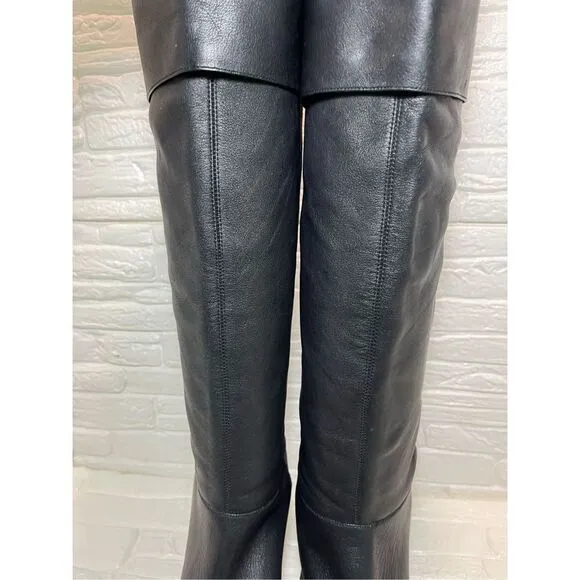 Steve Madden BUTTERY SOFT Black Leather Boots Round Toe