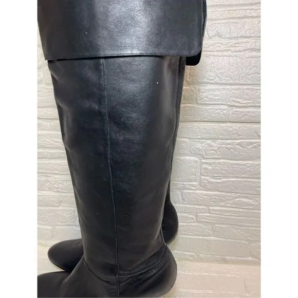 Steve Madden BUTTERY SOFT Black Leather Boots Round Toe