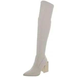 STEVE MADDEN Tanzee Ivory Over The Knee Block Heels Boots Size 10M Women's