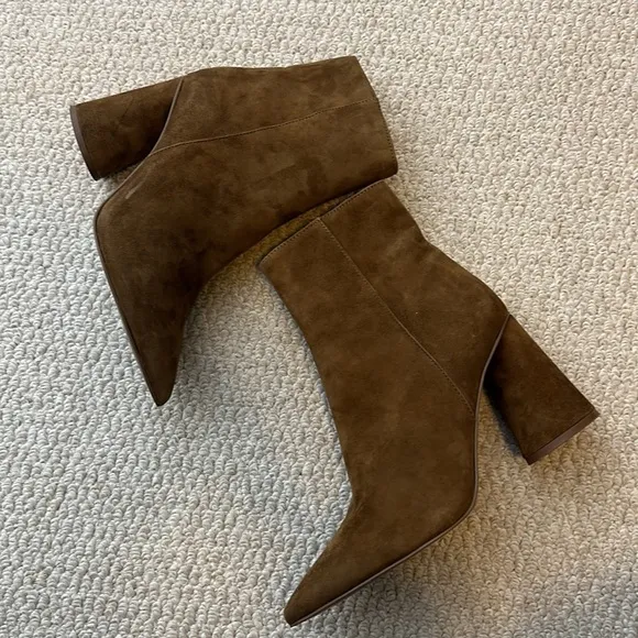 Steve Madden Vallor Suede Heeled Chestnut Boots Sz8.5