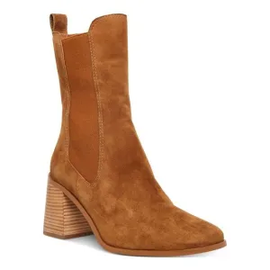 STEVE MADDEN Womens Brown Argent Toe Block Heel Leather Heeled Boots 10 M
