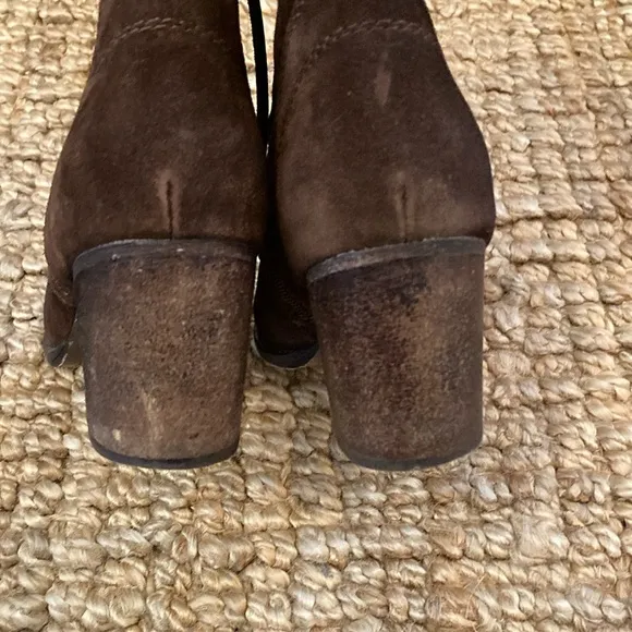 Steve Madden Womens Gretell Brown Suede Lace-Up Heeled Boots Size 8.5 Side Zip