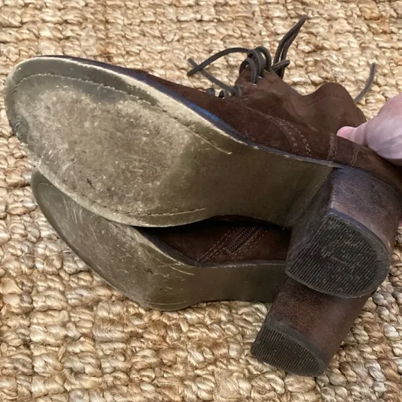 Steve Madden Womens Gretell Brown Suede Lace-Up Heeled Boots Size 8.5 Side Zip