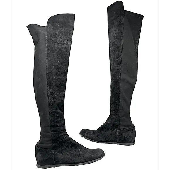 Stuart Weitzman black over the knee suede boots stretchy top size 6.5