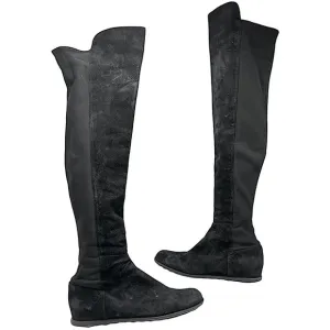 Stuart Weitzman black over the knee suede boots stretchy top size 6.5