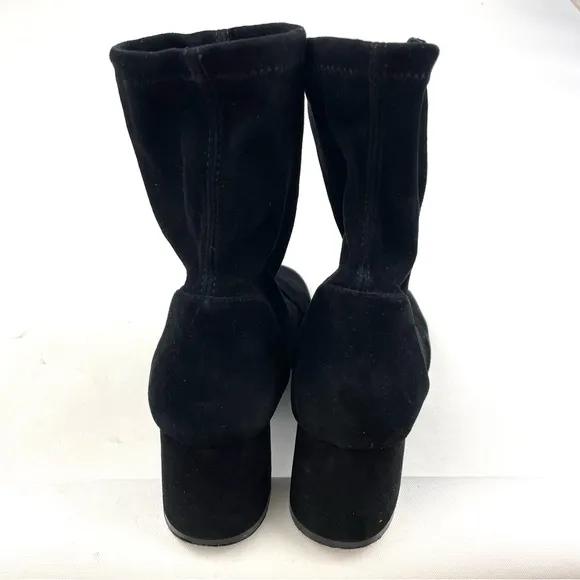 Stuart Weitzman Black Suede Accordion Ankles Booties 10 B