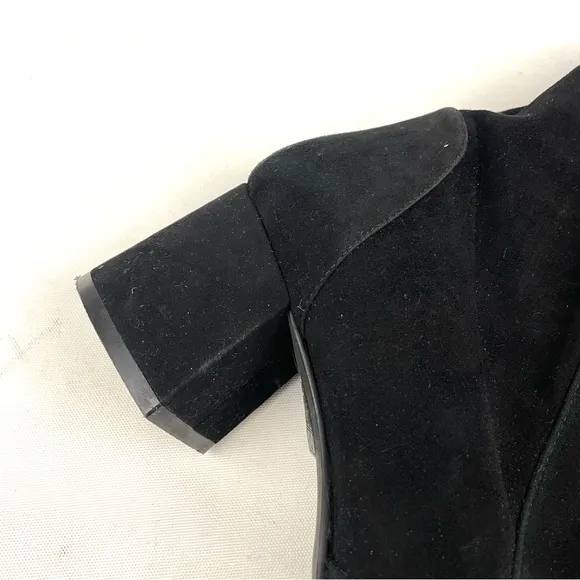 Stuart Weitzman Black Suede Accordion Ankles Booties 10 B