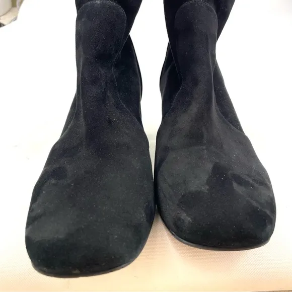 Stuart Weitzman Black Suede Accordion Ankles Booties 10 B