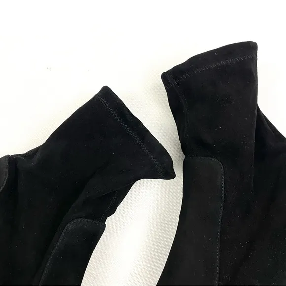 Stuart Weitzman Black Suede Accordion Ankles Booties 10 B