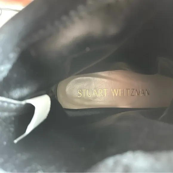 Stuart Weitzman Black Suede Accordion Ankles Booties 10 B