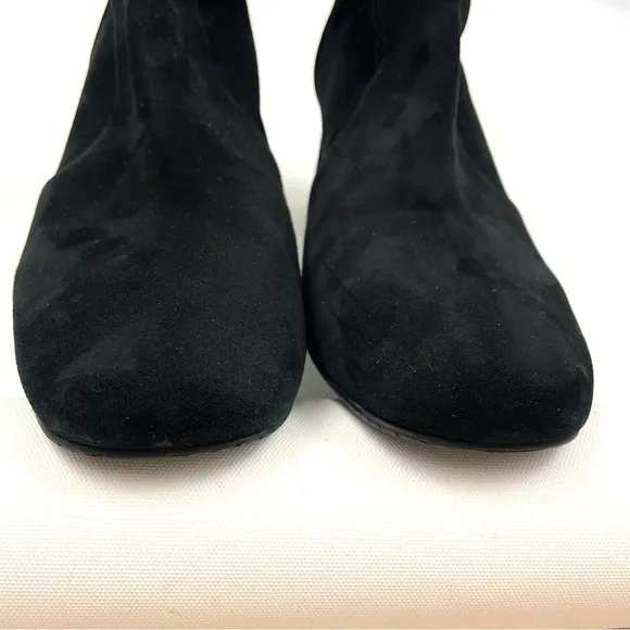 Stuart Weitzman Black Suede Accordion Ankles Booties 10 B