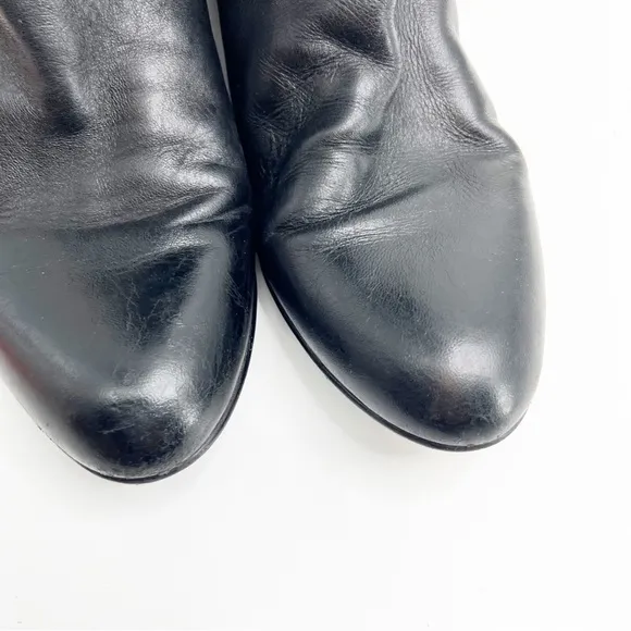 Stuart Weitzman Gather Black Hidden Wedge Napa Leather Boots, Size 10