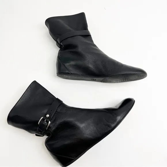 Stuart Weitzman Gather Black Hidden Wedge Napa Leather Boots, Size 10