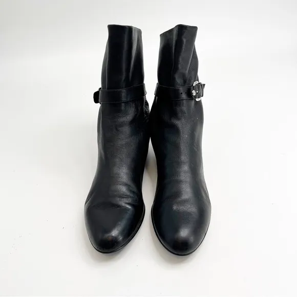 Stuart Weitzman Gather Black Hidden Wedge Napa Leather Boots, Size 10