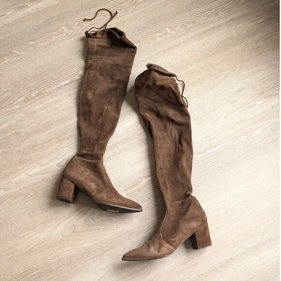 Stuart Weitzman Genna Suede Over the Knee Brown Boots, size 8B