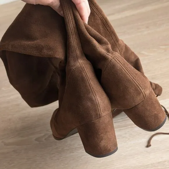 Stuart Weitzman Genna Suede Over the Knee Brown Boots, size 8B