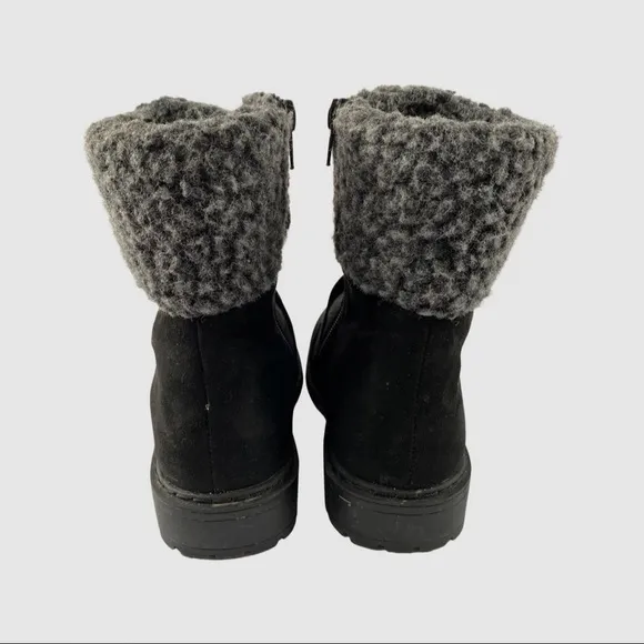 Stuart Weitzman Kids Luge Shearling Black Faux Suede Boots US4