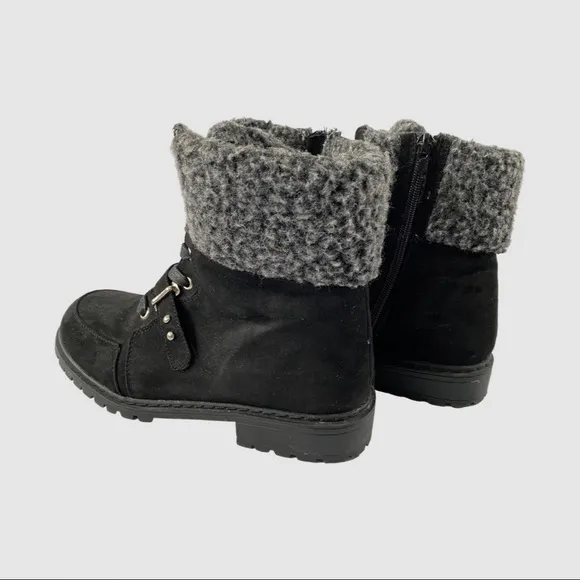 Stuart Weitzman Kids Luge Shearling Black Faux Suede Boots US4