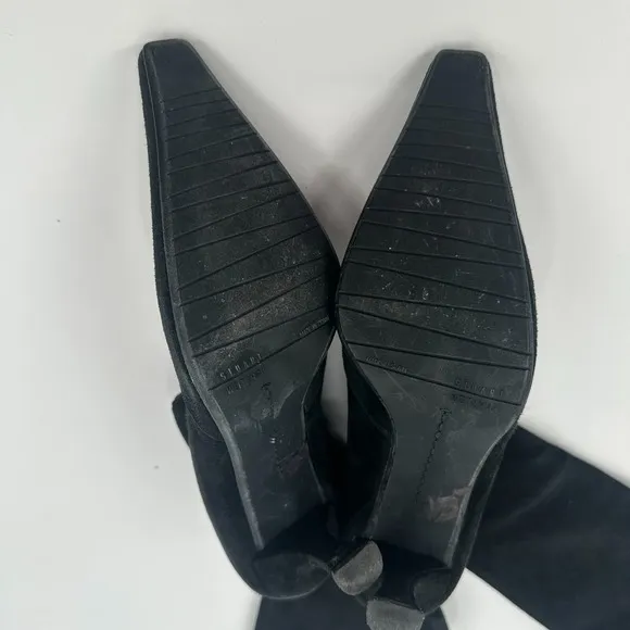 Stuart Weitzman Knee High Boots Womens 7.5 Black Suede Stilleto Heel Pointed Toe